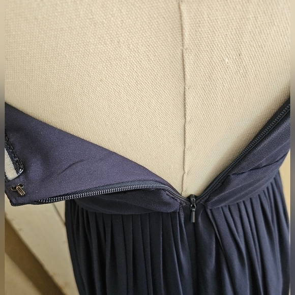 Jenny Yoo Navy Strapless Chiffon Maxi Formal Gown Dress-Size 4 - Picture 5 of 12